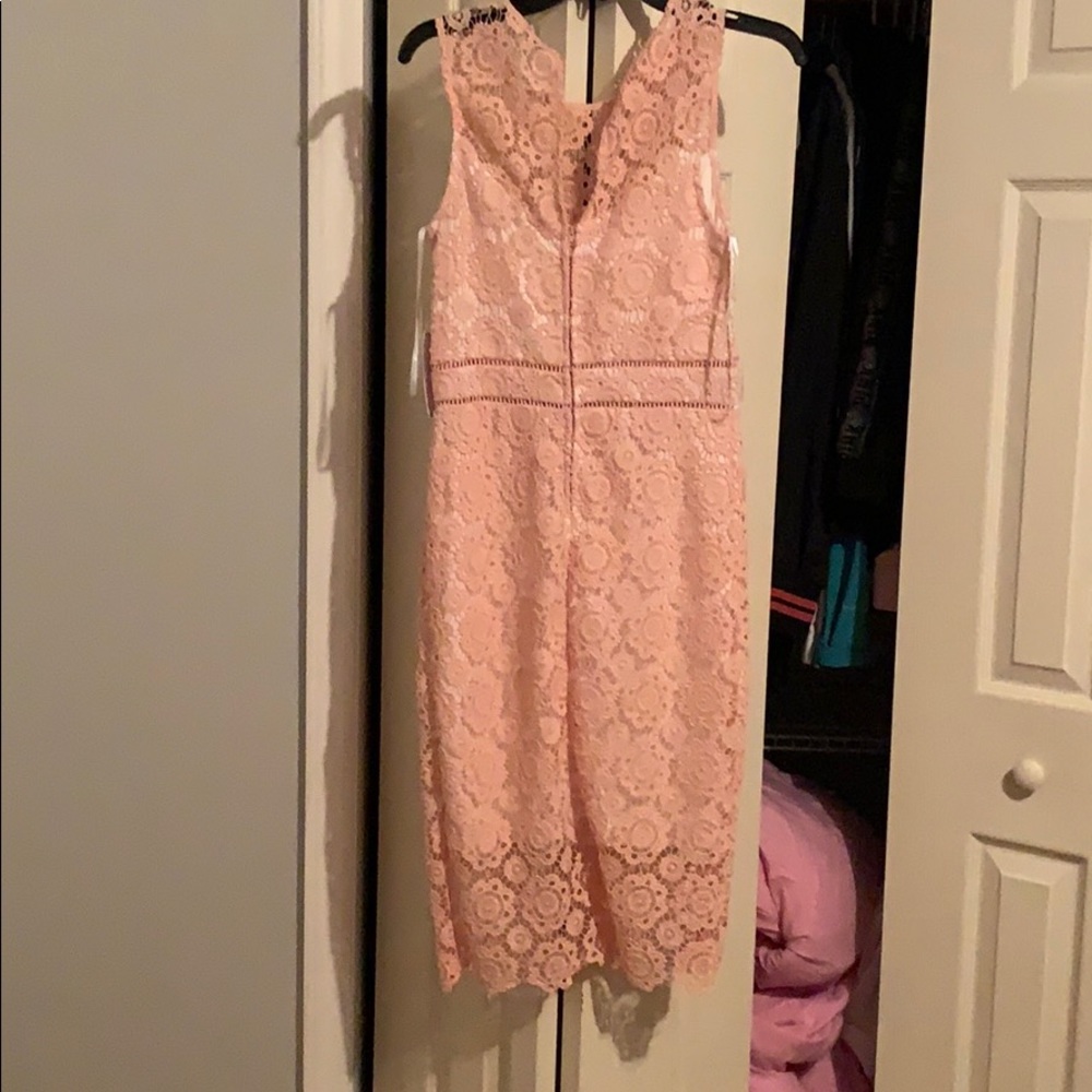 Peach colored lace dress